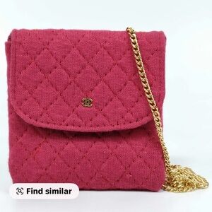 Pre-owned CHANEL Cotton
Shoulder Bags Quilted Jersey Micro Flap
Fuchsia Quilted